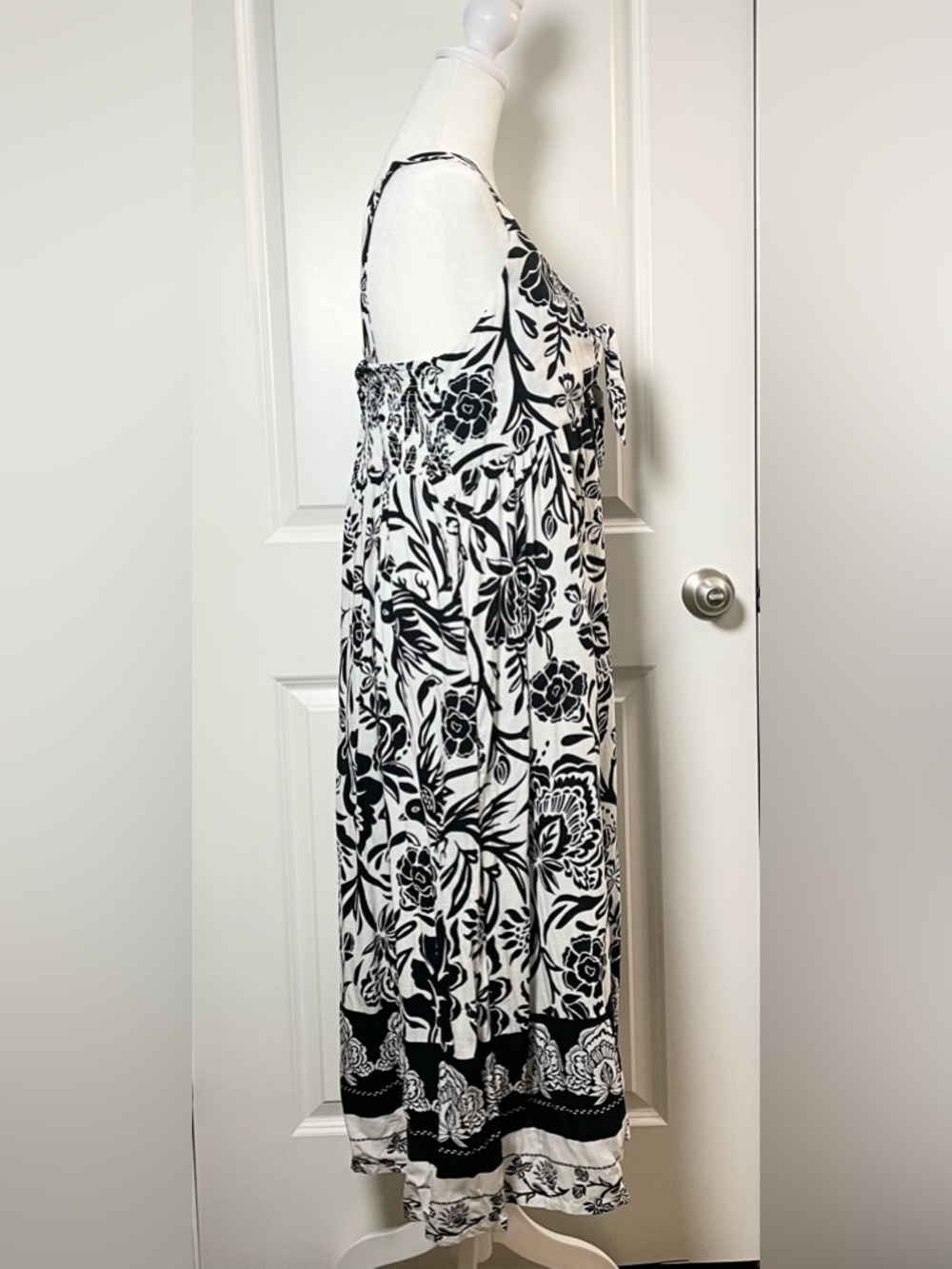 Knox Rose Boho Floral Midi Dress Black White Summer Beach Women’s L - Picture 4 of 16